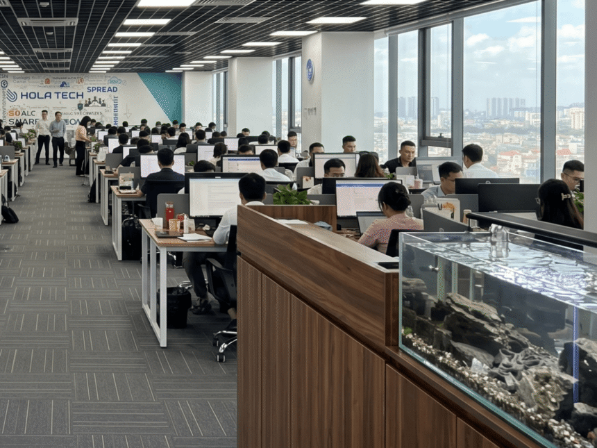 The open-plan workspace at Hola Tech