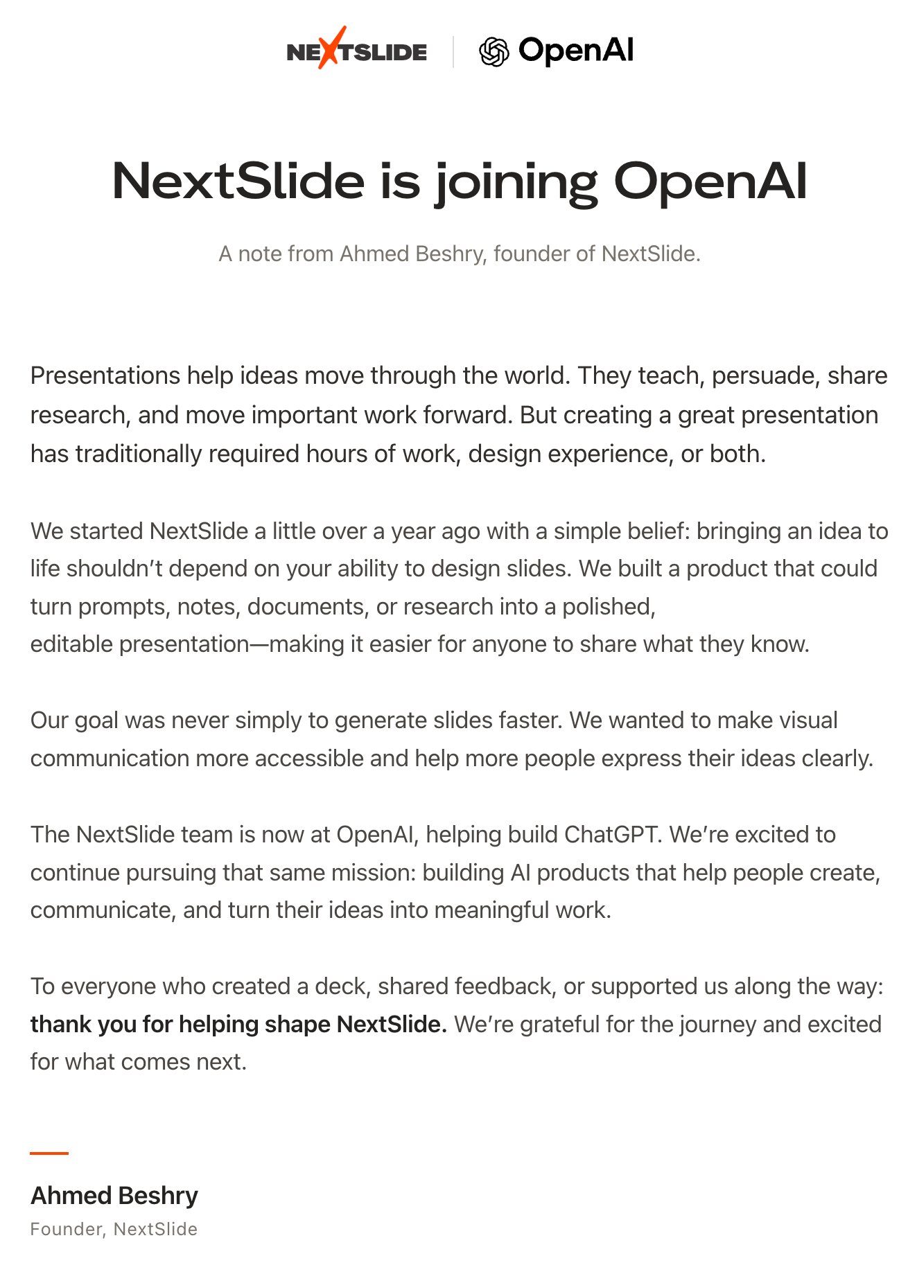 OpenAI acquires presentation startup NextSlide